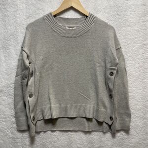 Madewell Women's Long Sleeve Sweater Side Buttons Gray Crew Neck Size XS